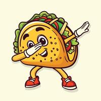 taco dabbing dança personagem ilustração vetor