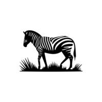 zebra em pé silhueta, zebra animal jardim zoológico ícone logotipo vetor