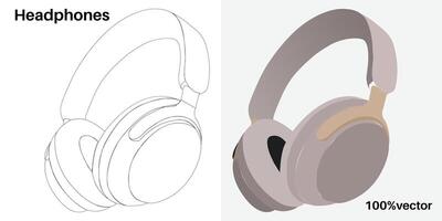 uma desenhando do uma par do fones de ouvido vetor