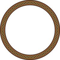 laranja e Preto volta quadro, fronteira, clássico grego meandro ornamento. estampado círculo, anel do antigo Grécia e a romano Império. vetor