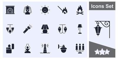 luzes, lâmpada, luminária ícone conjunto símbolo coleção, logotipo isolado ilustração vetor
