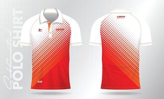 modelo de camisa esportiva branca vermelha para uniformes de time e design de camisetas de futebol vetor