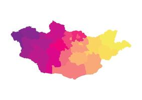 isolado ilustração do simplificado administrativo mapa do Mongólia. fronteiras do a regiões. multi colori silhuetas. vetor