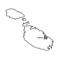 isolado simplificado ilustração ícone com Preto linha silhueta do Malta mapa. branco fundo vetor