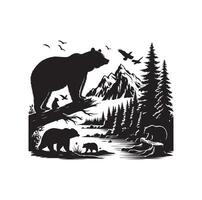 Urso silhueta isolado em a branco fundo vetor