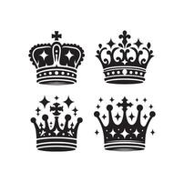 reis coroa ícone conjunto ilustração silhueta estilo vetor