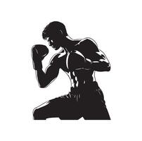 uma boxer ficar de pé com pose silhueta ilustração vetor