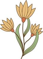 mão desenhado floral botânico ramo dentro minimalista estilo. isolado ilustração em branco fundo vetor