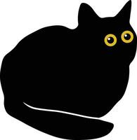 internacional gato dia personagem com fofa amarelo olhos. isolado Preto silhueta vetor