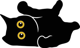 internacional gato dia personagem com fofa amarelo olhos. isolado Preto silhueta vetor