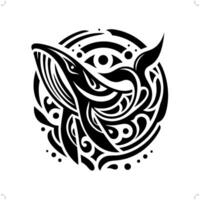 baleia dentro moderno tribal tatuagem, abstrato linha arte do animais, minimalista contorno. vetor