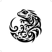 lagarto dentro moderno tribal tatuagem, abstrato linha arte do animais, minimalista contorno. vetor