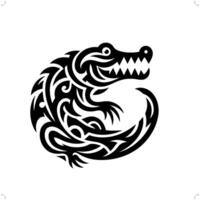 crocodilo dentro moderno tribal tatuagem, abstrato linha arte do animais, minimalista contorno. vetor