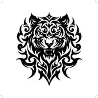 tigre dentro moderno tribal tatuagem, abstrato linha arte do animais, minimalista contorno. vetor