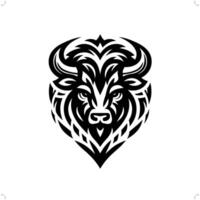 búfalo , búfalo dentro moderno tribal tatuagem, abstrato linha arte do animais, minimalista contorno. vetor