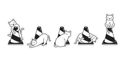 gato gatinho chita ícone animal tráfego cone procriar desenho animado personagem símbolo rabisco ilustração Projeto vetor