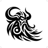 Odin nórdico divindade mitologia dentro moderno tribal tatuagem, abstrato linha arte do divindade, minimalista contorno. vetor