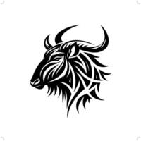 GNU dentro moderno tribal tatuagem, abstrato linha arte do animais, minimalista contorno. vetor