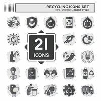 ícone conjunto reciclando. relacionado para Educação símbolo. quadrinho estilo. simples Projeto ilustração vetor