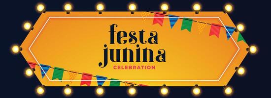 festa junina luzes decoração celebração bandeira vetor