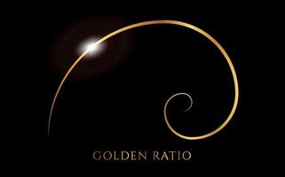 Fibonacci ou dourado Razão Preto e ouro espiral fundo ilustração vetor