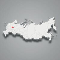 Kostroma região localização dentro Rússia 3d mapa vetor
