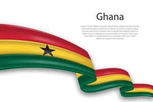 abstrato ondulado bandeira do Gana em branco fundo vetor