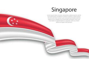 abstrato ondulado bandeira do Cingapura em branco fundo vetor