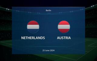 Países Baixos vs Áustria. Europa futebol torneio 2024 vetor