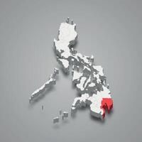 davao região localização dentro Filipinas 3d mapa vetor