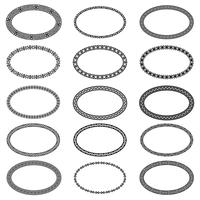Quadros ovais étnicos monocromáticos na coleção vetor