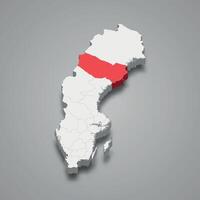 Vasterbotten região localização dentro Suécia 3d mapa vetor