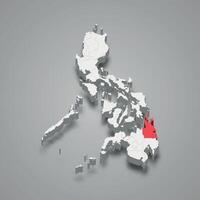 caraga região localização dentro Filipinas 3d mapa vetor