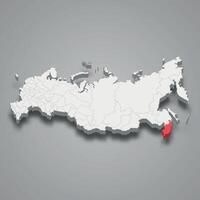 primorsky região localização dentro Rússia 3d mapa vetor