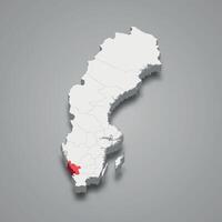 Halland região localização dentro Suécia 3d mapa vetor