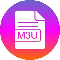 m3u Arquivo formato glifo gradiente círculo ícone Projeto vetor