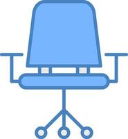cadeira linha preenchidas azul ícone vetor