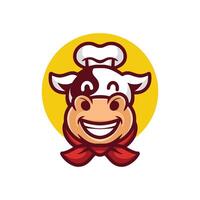 chefe de cozinha vaca desenho animado personagem logotipo vetor