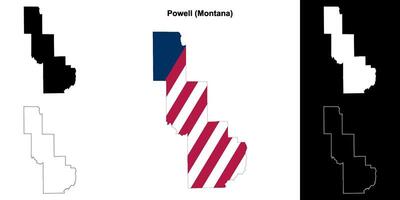 Powell condado, montana esboço mapa conjunto vetor