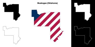 muskogee condado, Oklahoma esboço mapa conjunto vetor
