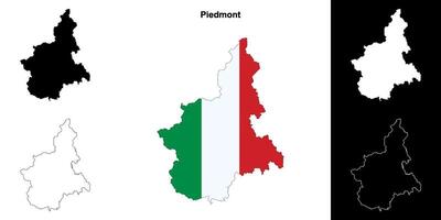 Piemonte em branco esboço mapa conjunto vetor