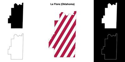 le flore condado, Oklahoma esboço mapa conjunto vetor