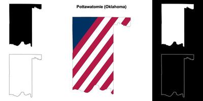 pottawatomie condado, Oklahoma esboço mapa conjunto vetor