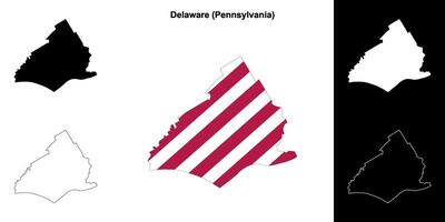 Delaware condado, pensilvânia esboço mapa conjunto vetor