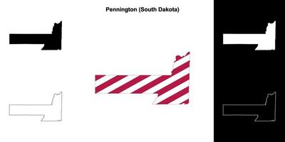 pennington condado, sul Dakota esboço mapa conjunto vetor