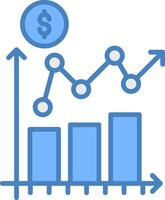 lucro relatório linha preenchidas azul ícone vetor