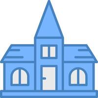Igreja linha preenchidas azul ícone vetor