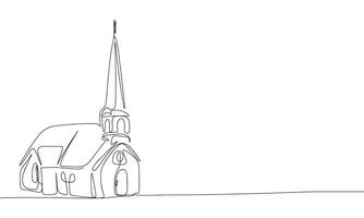 Igreja 1 linha contínuo. linha arte religião prédio. mão desenhado arte. vetor