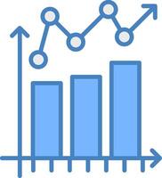 Barra gráfico linha preenchidas azul ícone vetor