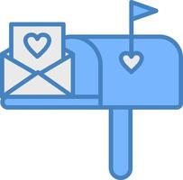 caixa de correio linha preenchidas azul ícone vetor
